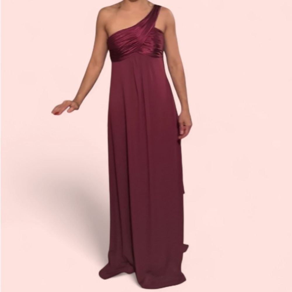 David's Bridal One-Shoulder Burgundy Gown